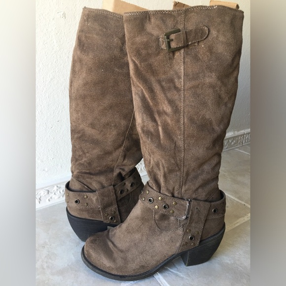 nicole boots.  8M, soft slouchy fabric, pull on, camel/brown - Picture 4 of 12